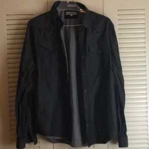 Men’s Express Fitted Snap Front Blk Metallic Lrg